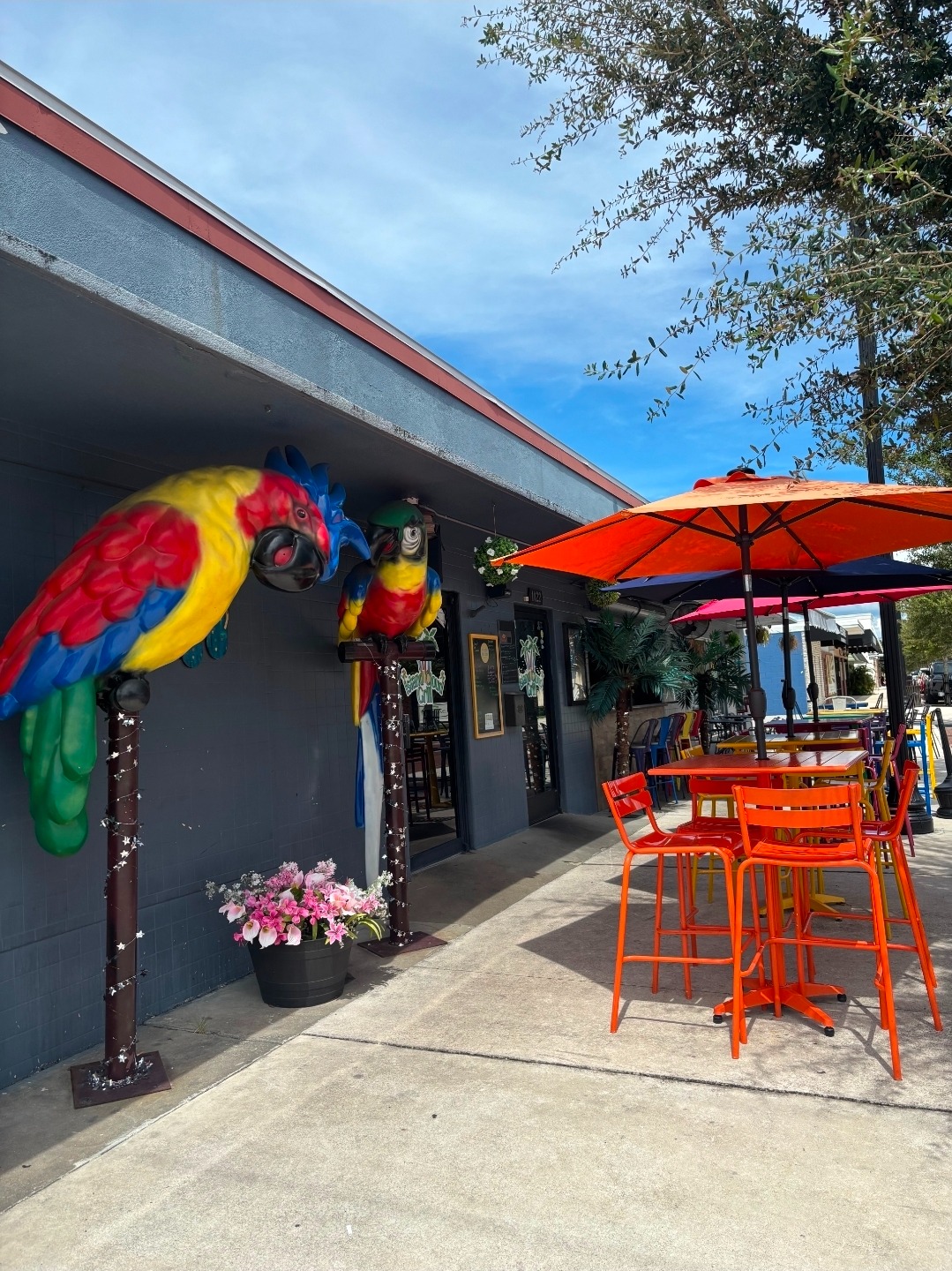 Colorful entrance and patio